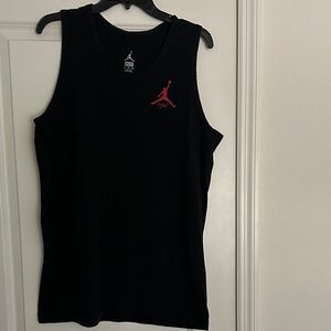 Jordan Black Sleeveless Top with Red Emblem